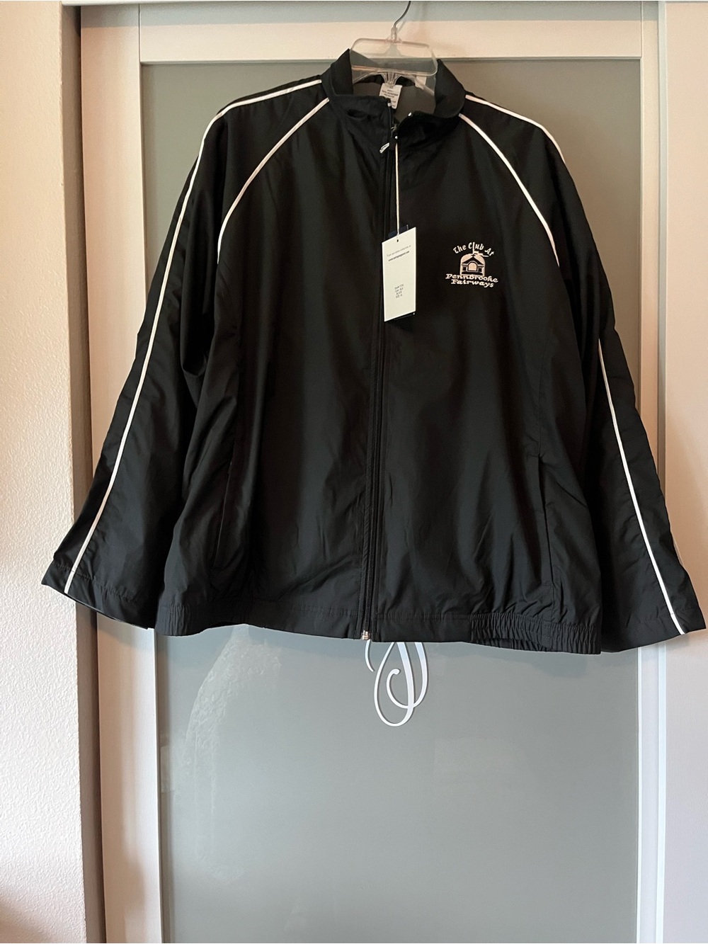 Women’s Vansport Black lined  Windbreaker Jacket with White Piping 490